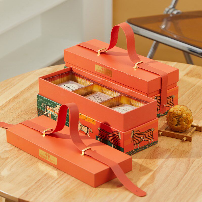 中秋月饼新款包装盒l6-8粒手提创意方形礼盒2024蛋黄酥商务礼品盒