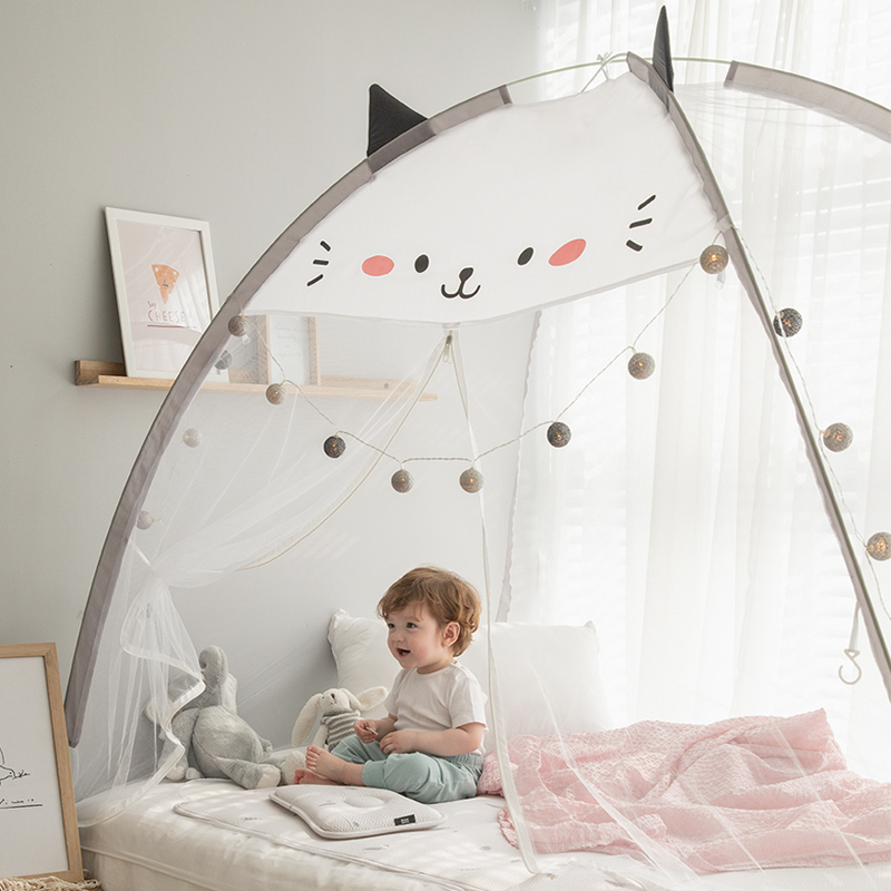 免安装可折叠f回底无底卡通儿童蚊帐可爱家用蒙古包1.5m床1.2m米