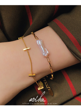 百搭利器 高级感法式简约F个性气质精致手链叠戴女