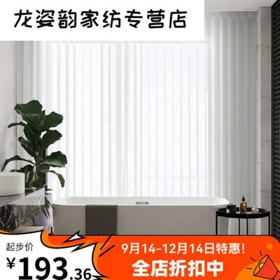 竖百叶阳台窗帘透光客厅智能直柔电动垂纱窗帘雪纺落地梦幻白纱帘