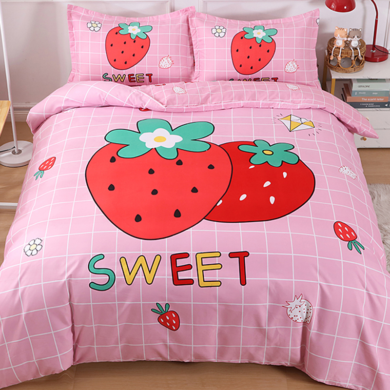 公主风卡通草莓被套单件儿童女童y学生宿舍被罩被单女孩三件套1.5