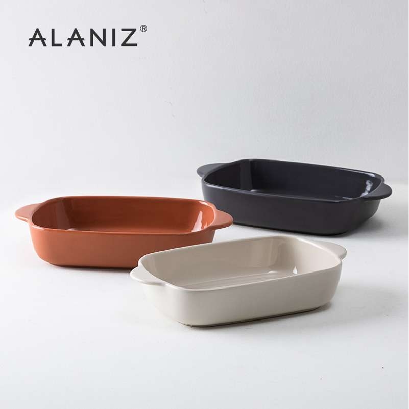 alaniz烤盘陶瓷长方形烤箱微波炉专用芝士焗饭盘子家用双耳烤碗