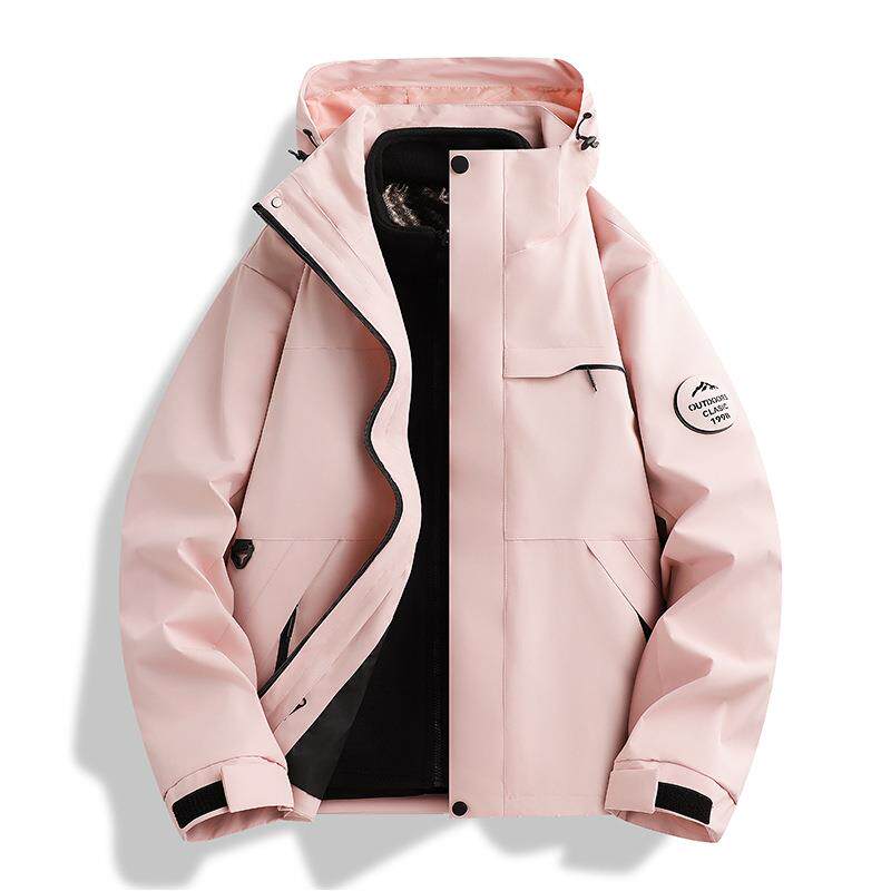 探觅经典情侣款户外三合一两件套夹克防风防水情侣登山服户外男女