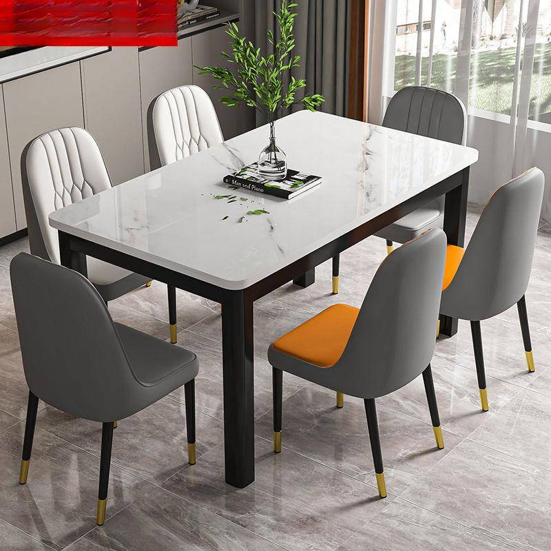 钢化玻璃餐桌椅组合现代家用吃饭桌子小户型客餐厅出租屋长方形桌