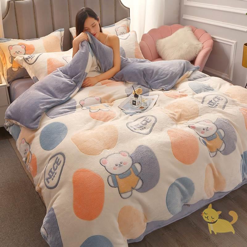 法兰绒被套双面绒牛奶绒单s件1米5加厚冬季1米8x2米毛绒被罩双人