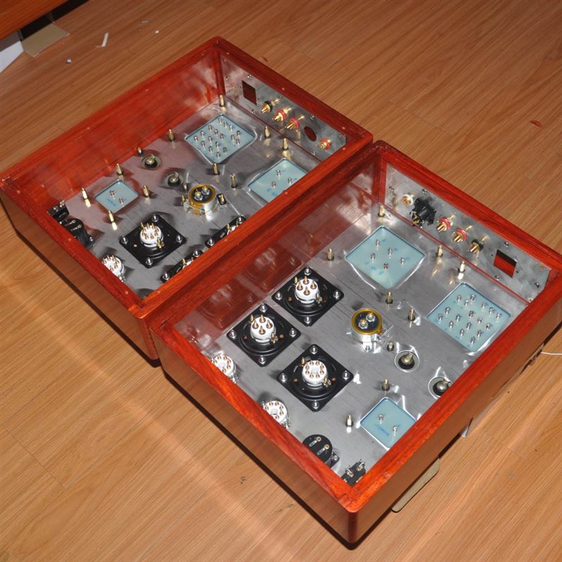 定制分体300B单端胆n机808 211845电子管胆机功放红木机箱进口铁