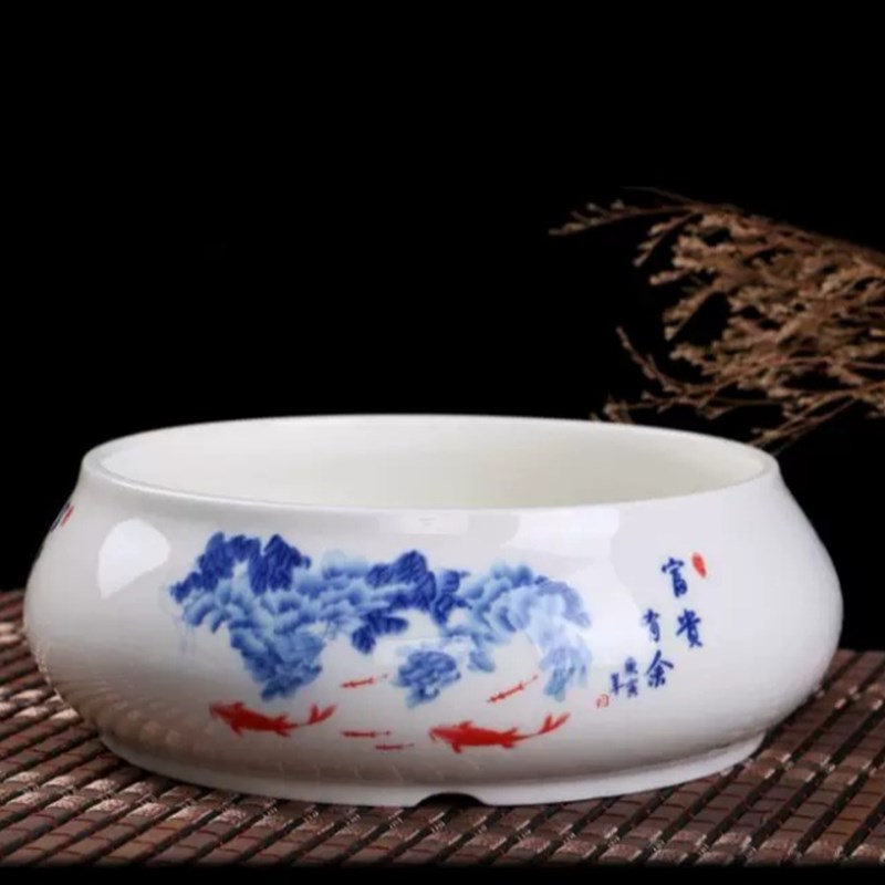 创意陶瓷大码烟灰缸家q用客厅 中式复古加厚办公 多功能果皮收纳