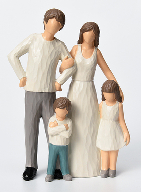 创意幸福人物结婚摆件亲子一家四口床头柜卧室客R厅装饰品生日礼