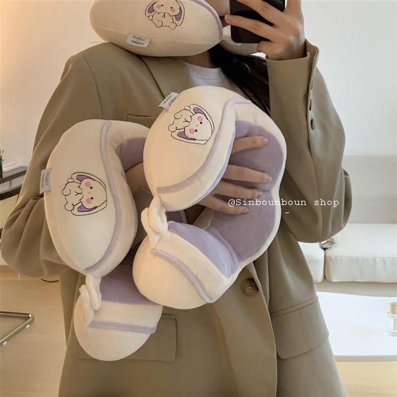 可爱护颈枕办公室q午休枕头旅游便携卡通刺绣U型枕
