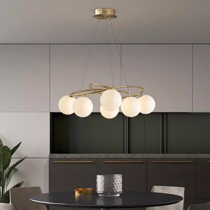 时尚简约创意北欧圆环形卧室灯新中式酒J店展厅样板间家居客厅吊