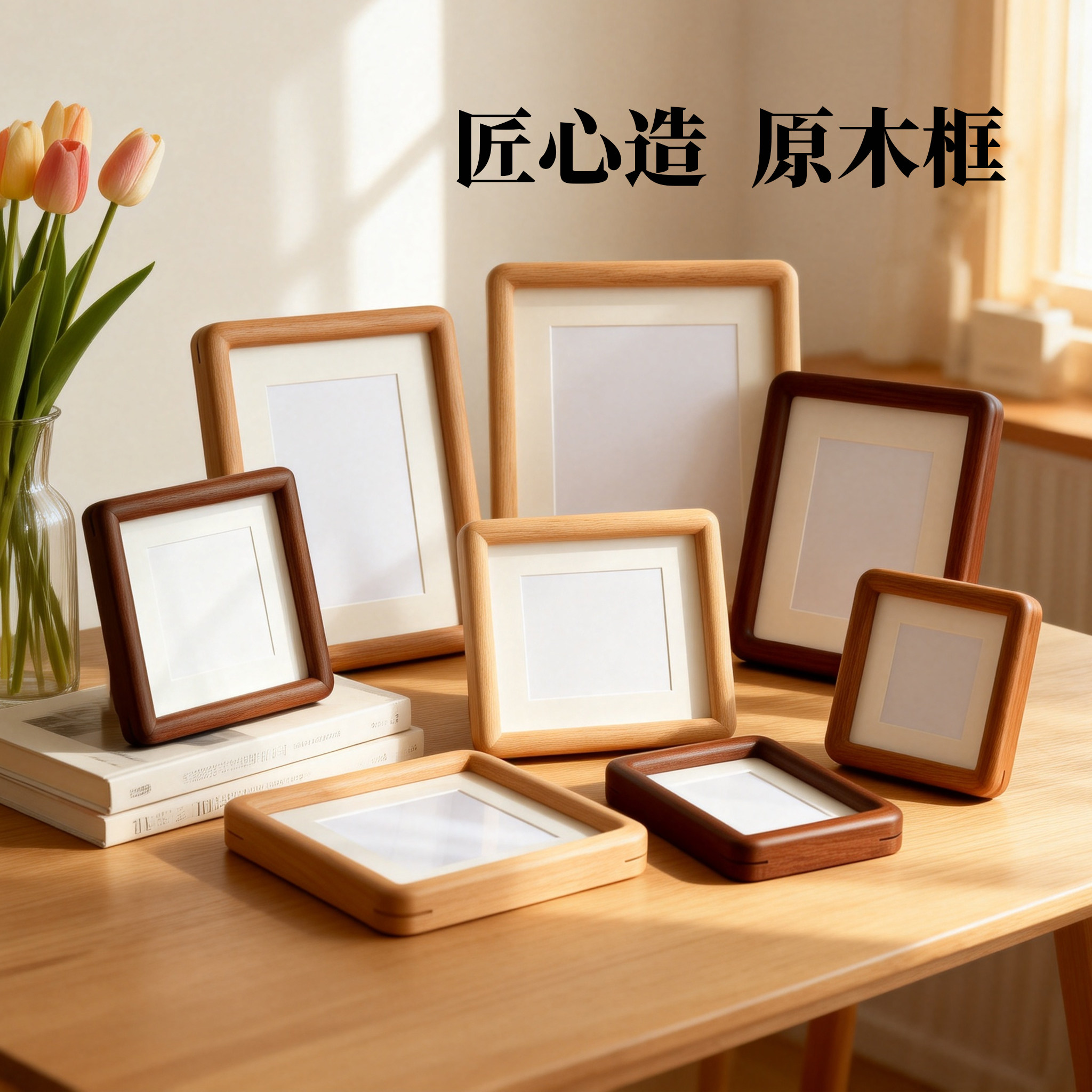 原木实木相框加打印照片定制挂件相框/画框