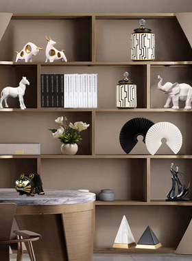 新中式摆件高端禅意客厅电视酒柜装饰品办K公室餐厅博古架书柜摆