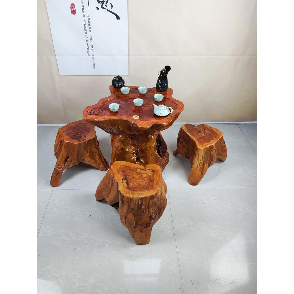 根雕茶台实木树根茶几原木家用客厅香樟木头茶台树桩小型阳台茶桌