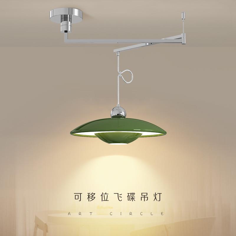 奶油风餐厅灯可移位轨道摇臂吊灯简约现代大气家用餐桌饭厅书房灯