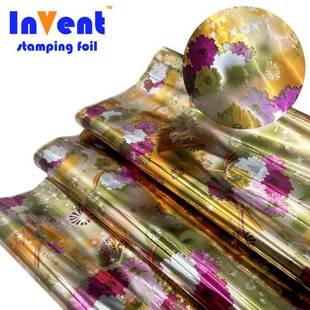 12u75CM金黄小雪花布料烫金纸花膜服装 纺织水洗丝印烫金浆膜印箔