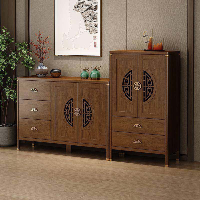 新中式餐边柜客厅靠墙一体储物柜2025新款收纳置物实木厨房茶水柜