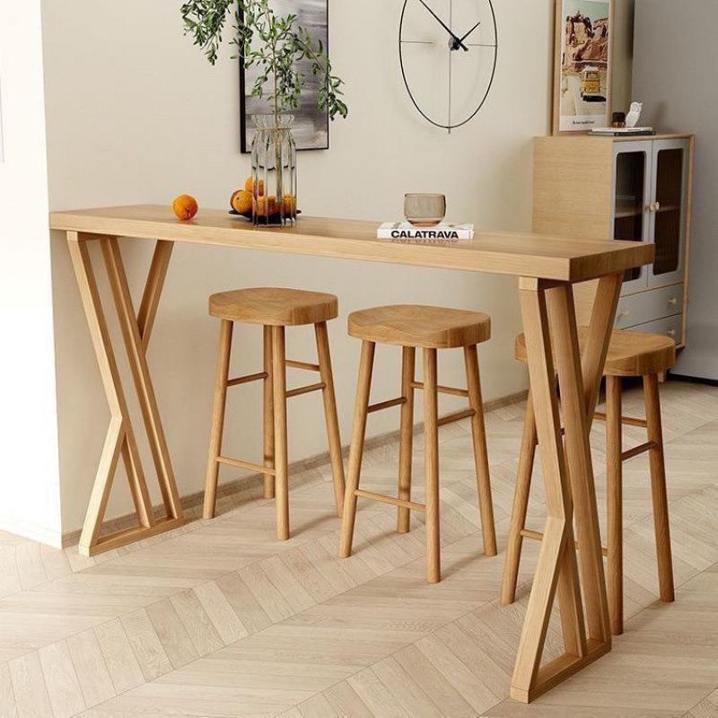实木桌椅吧台酒吧家用阳台隔断高脚长条靠窗简约条桌桌子客厅靠墙