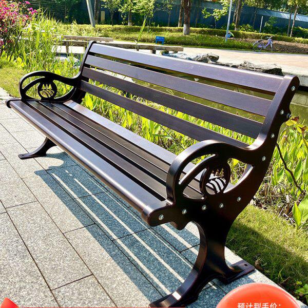 铸铝公园椅户外不锈钢长条凳子休闲广场椅长座椅室外庭院靠背长椅