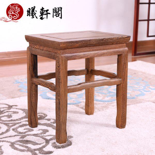 鸡翅木明清家具 中式仿古矮凳 实木凳 红木小方凳 鸡翅木勾角凳