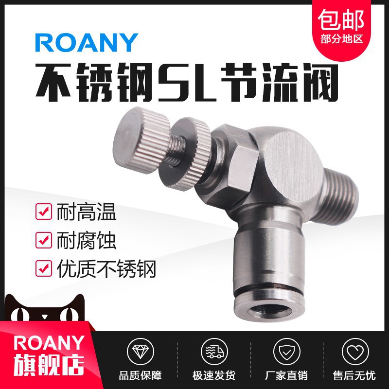 304不锈钢精品h节流阀调速SL8-02插管接头SL4-M5可调SL10-03/SL12