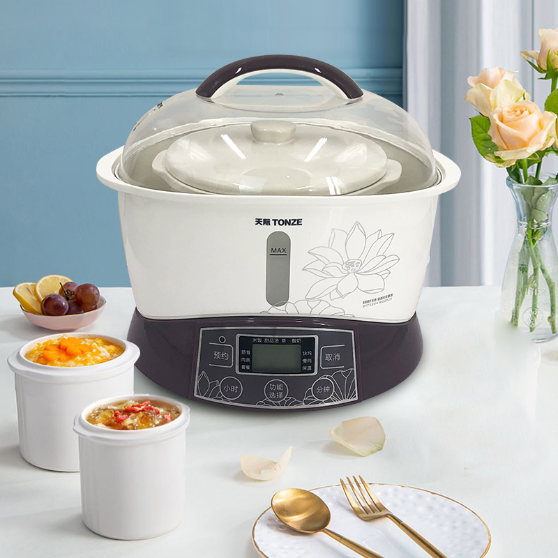 天际隔水炖锅电炖锅家用陶瓷电炖盅一锅三胆煮粥煲汤锅V全自动2.2