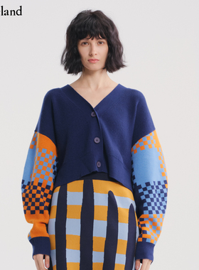 【设计师款】CYNTHIA&XIAO棋盘格羊毛开衫短款外套modeland买手店