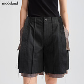 设计师款 MONO FLAT休闲拼接毛边设计西装 短裤 modeland买手店