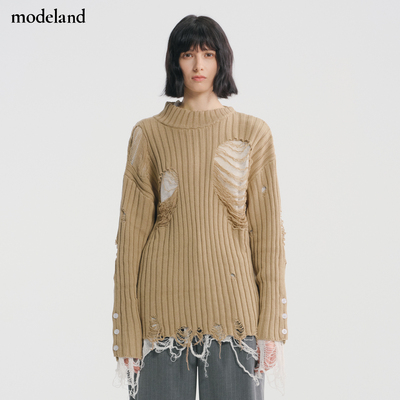 【设计师款】MONO FLAT破洞流苏套头针织衫modeland买手店