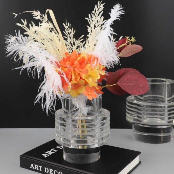 现代简约透明水晶圆形条纹花器摆件电视柜茶几客厅卧室家居装饰品,家居饰品,花瓶,淘宝优惠券,粉丝福利购,淘宝优惠卷