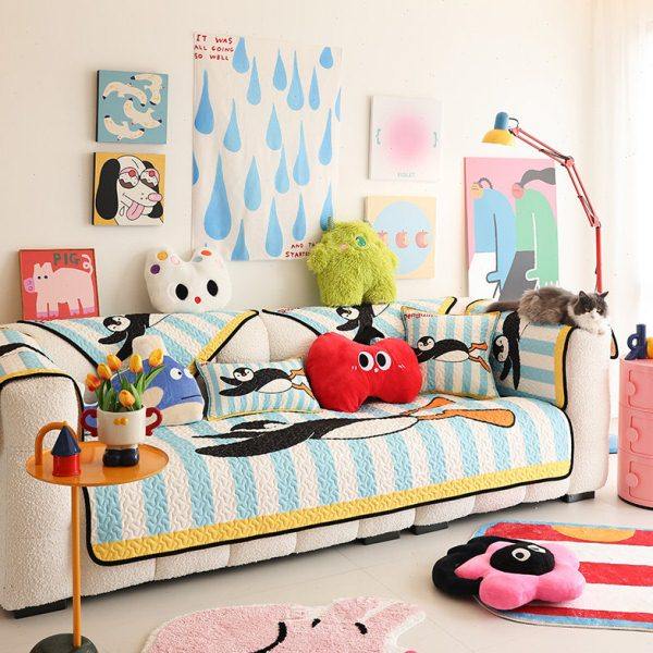 多巴胺沙发垫子四季通用可爱防滑全包式坐垫套防尘罩新款卡通盖巾,居家布艺,沙发垫,淘宝优惠券,粉丝福利购,淘宝优惠卷