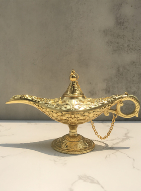 阿拉丁神灯模型金属许愿t艺术摆件复古欧式工艺品儿童祝福礼物摄