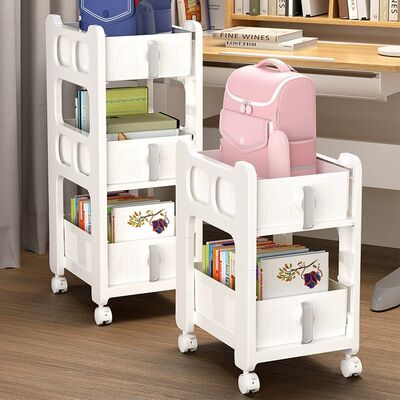 书包置物架可移动筐家用桌下柜放桌底F书架带轮小推车书本收纳神