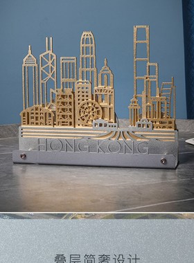 城玥金属玥影系列城市p创意摆件上海香港澳门商务企业造型定制礼