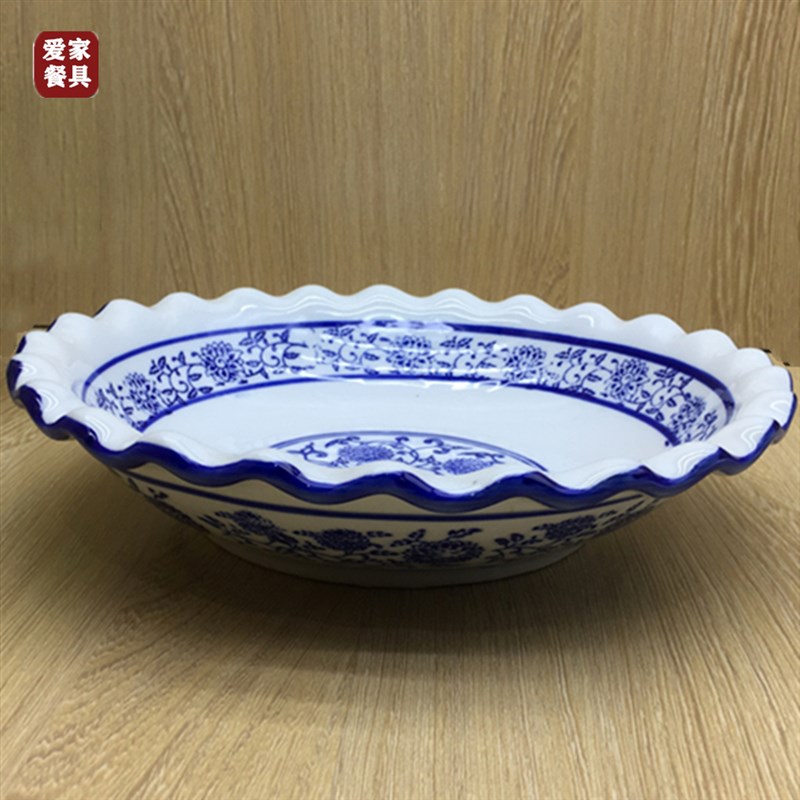 中国风式青d花瓷太阳碗7/8/9/10/寸汤菜碗水煮鱼水煮肉片陶瓷餐具