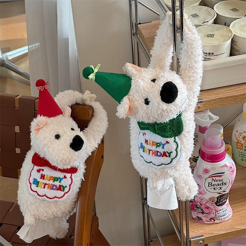 创意西高地纸巾盒可爱o毛绒抽纸盒车载纸巾袋家用悬挂式客厅卫生