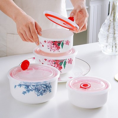 保鲜野餐盒带盖家用骨瓷保鲜碗泡面碗可微波加Q热密封碗保鲜盒饭