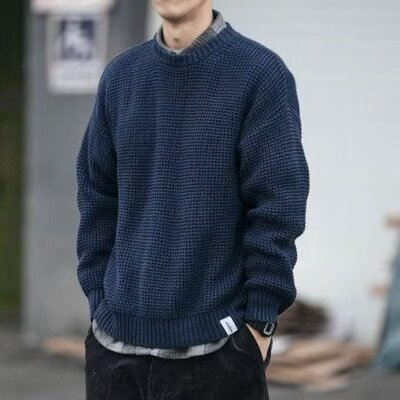 毛衣男士冬季宽松慵懒风日系复古线衣外套加厚简约内搭打底针织衫