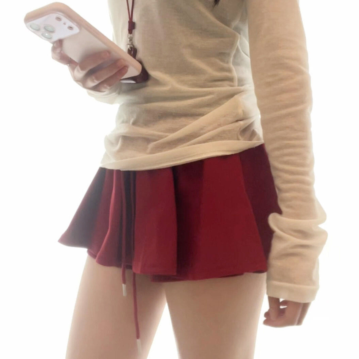 红色运动短裙裤女夏季高