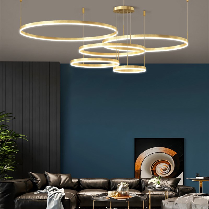 客厅吊灯现代简约大气卧室极简圆环灯具大全2023年新W款轻奢餐厅
