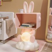 头置物柜现代简约创意边几儿童房床女孩卡通带灯卧室柜一体ins风