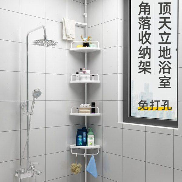 卫生间置物架免打孔顶天立地转角架淋浴房洗手间厕所三角收纳架子