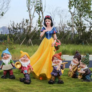 景观摆件白雪公主人物卡通玻璃钢布置人雕塑庭院户外花园草坪矮小