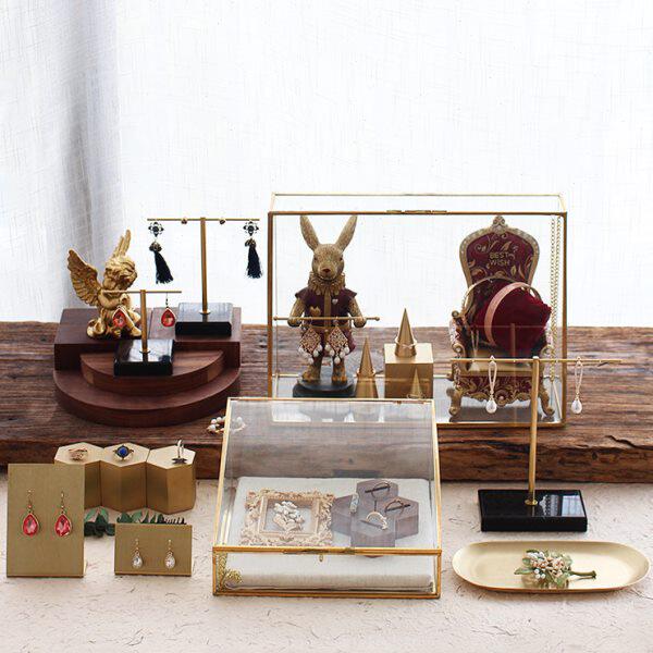 道具梯玻璃店铺饰品拍照陈列首饰展示架摆件形展示柜台复古盒收纳