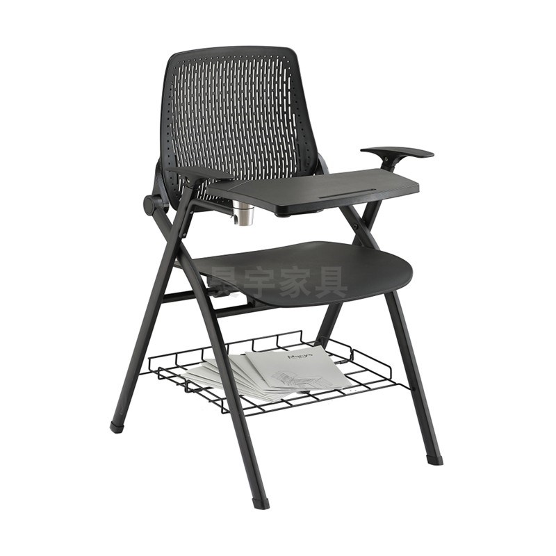 折叠培训椅带桌板办公职员会议椅子带G写字板学生听课桌椅一体开