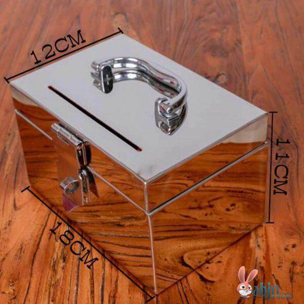 带锁收纳箱大容量密码箱2023储蓄罐子家用存钱箱新款存钱罐不锈钢