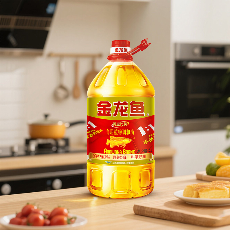 金龙鱼黄金比例食用植物调和油4L家用桶装热烹植物油4升食用油