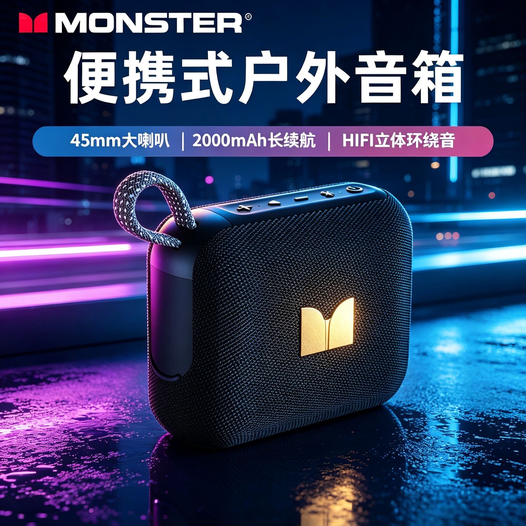 魔声M21新款蓝牙音箱户外便携式音响7级防水大音量迷你随身低音炮