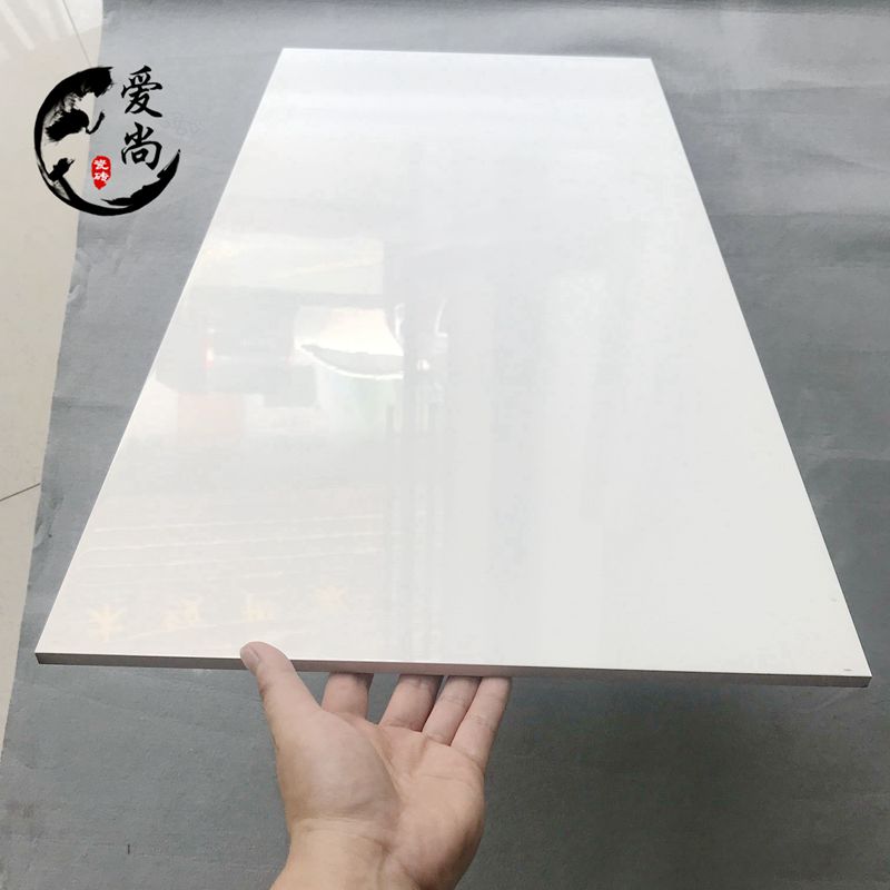 通体中板亮光纯白墙砖400X800瓷片客厅厨H房走廊300X600爵士白瓷