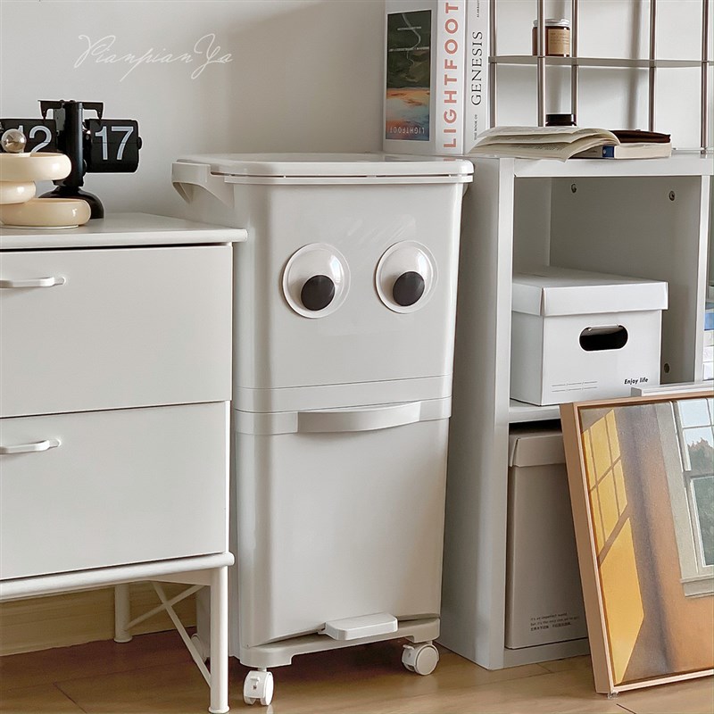 家用大容量厨余分类双层高垃圾桶干湿分离带N盖脚踏式大号厨房收