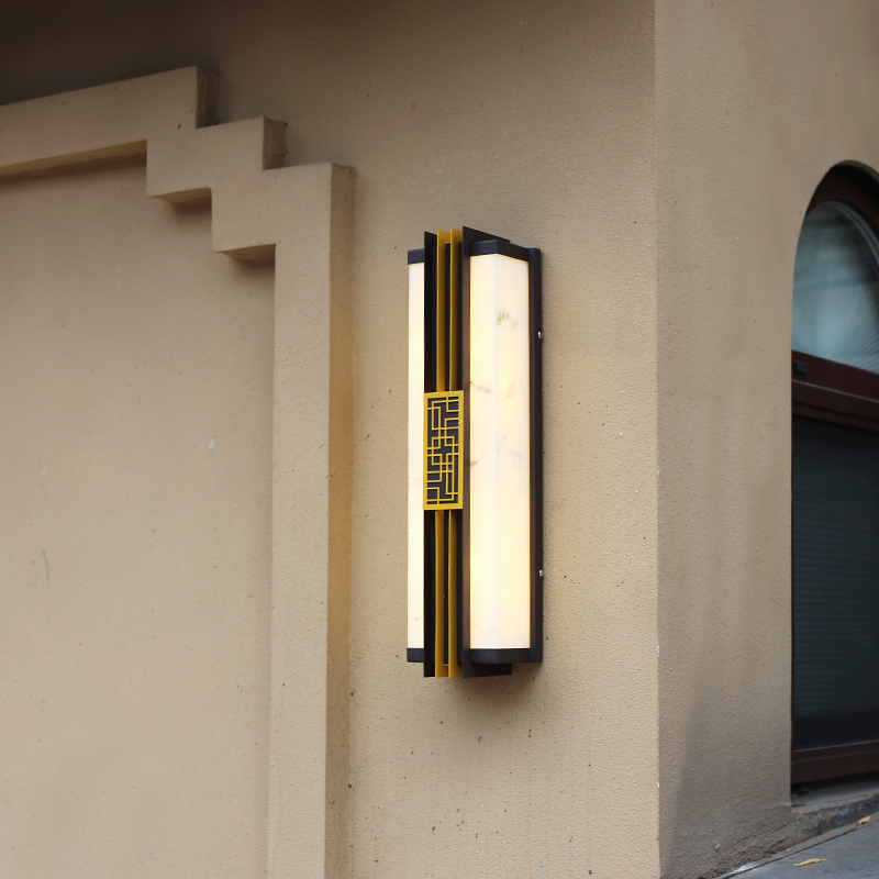 太阳能户外壁灯防水庭院灯u不锈钢金色新中式别墅外墙室外大门口